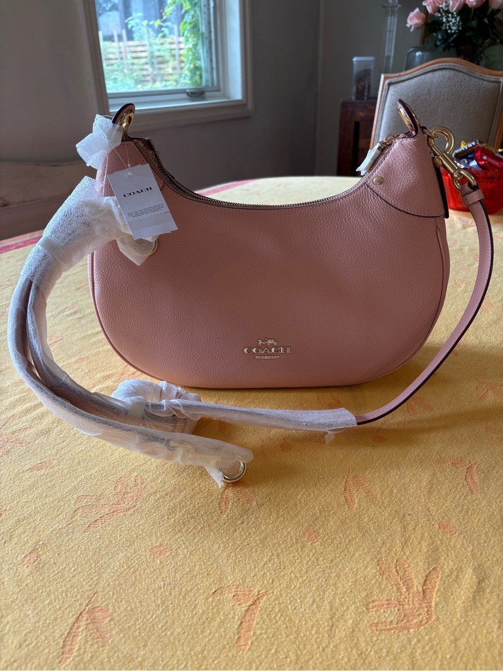 Coach Pink Pebbled Leather Hobo Shoulder Bag